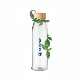 Bouteille en verre avec couvercle en bambou et support en TPU